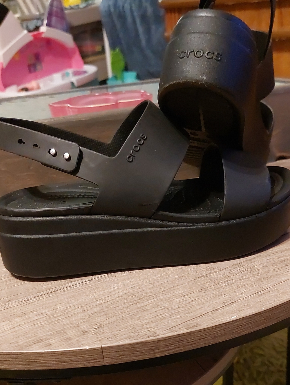 CROCS Women's Black Platform Slingback Sandals